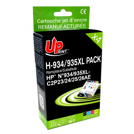 UPRINT PACK 4 CARTOUCHES REMANUFACTUREES HP 934/935XL